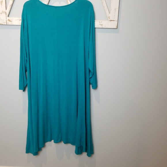 Teal Midi Dress with Lace-Up Detail - Picture 6 of 7